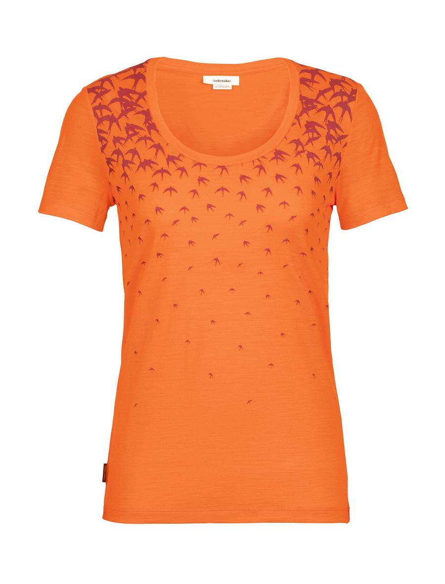 Flash Icebreaker Merino Tech Lite II Short Sleeve Scoop Migration Women's T Shirts | AU 1590SGLO